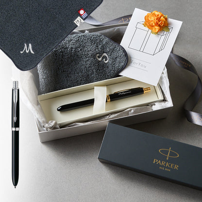 マルチファンクションペン SONNET + タオルハンカチ クラシックグレー  / Premium Gift Set