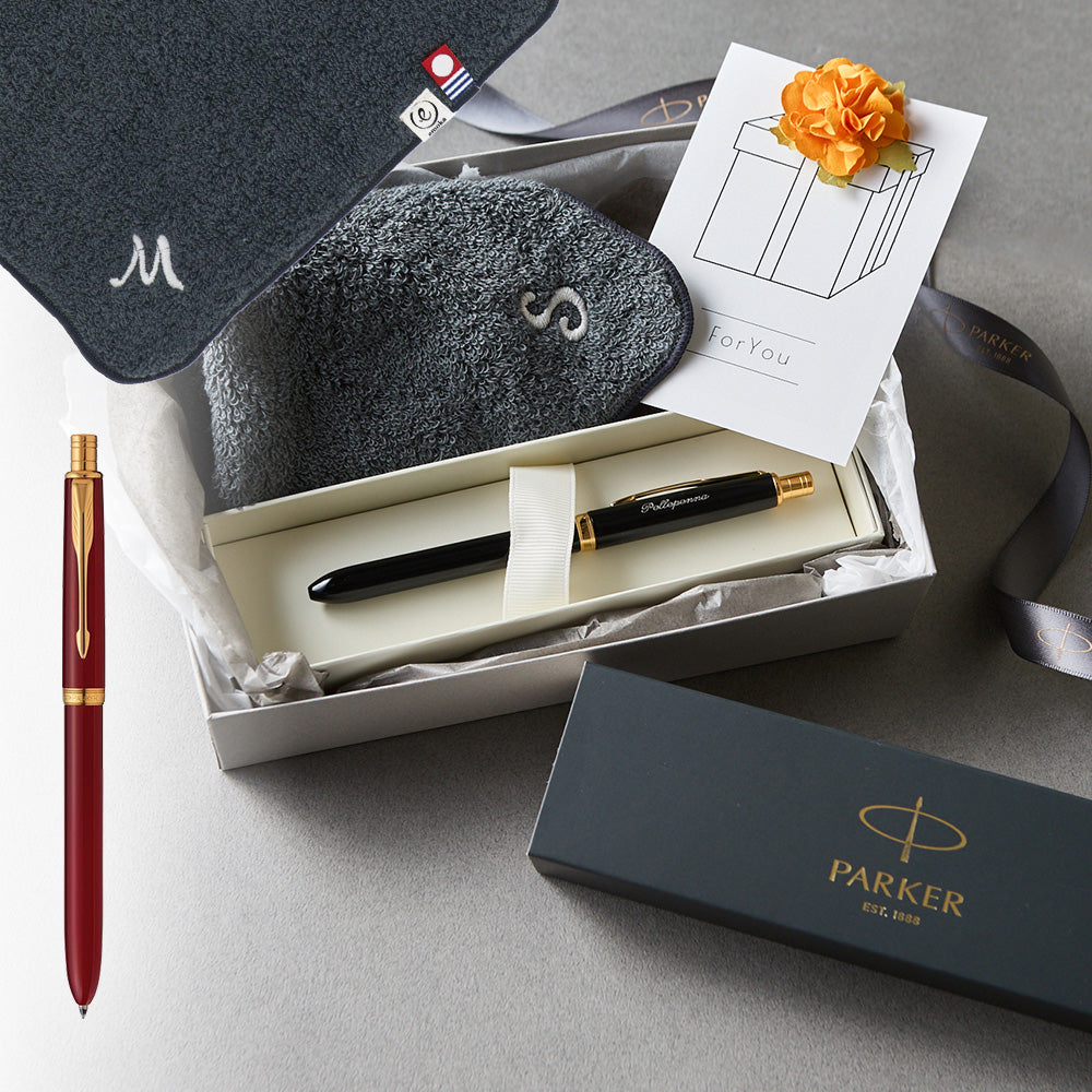 マルチファンクションペン SONNET + タオルハンカチ クラシックグレー  / Premium Gift Set