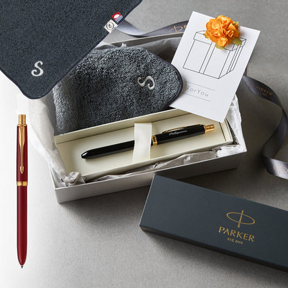 マルチファンクションペン SONNET + タオルハンカチ クラシックグレー  / Premium Gift Set