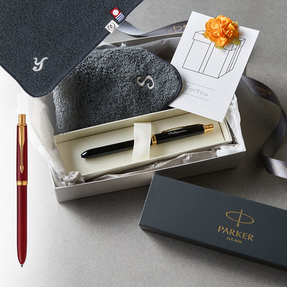 マルチファンクションペン SONNET + タオルハンカチ クラシックグレー  / Premium Gift Set