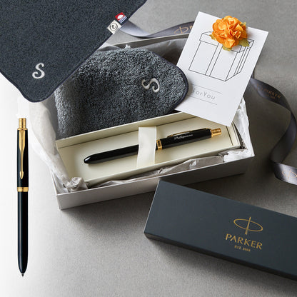 マルチファンクションペン SONNET + タオルハンカチ クラシックグレー  / Premium Gift Set