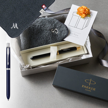 マルチファンクションペン SONNET + タオルハンカチ クラシックグレー  / Premium Gift Set