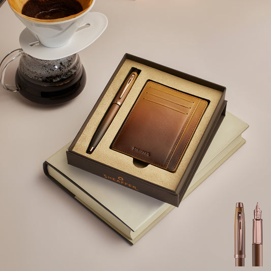 万年筆 Sheaffer® 100 マットブラウン + カードホルダー / COFFEE EDITION （コーヒーエディション） Gift Set