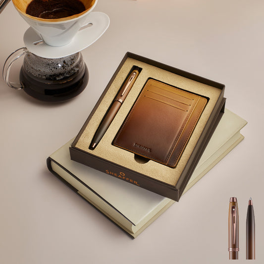 ボールペン Sheaffer® 100 マットブラウン + カードホルダー / COFFEE EDITION （コーヒーエディション） Gift Set