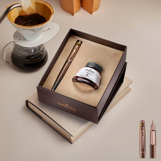 万年筆 Sheaffer® 100 マットブラウン + コーヒーフレーバー インクボトル 50ml / COFFEE EDITION （コーヒーエディション） Gift Set