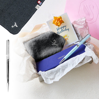ボールペン Crystalline + タオルハンカチ クラシックグレー / Premium Gift Set