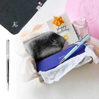 ボールペン Crystalline + タオルハンカチ クラシックグレー / Premium Gift Set