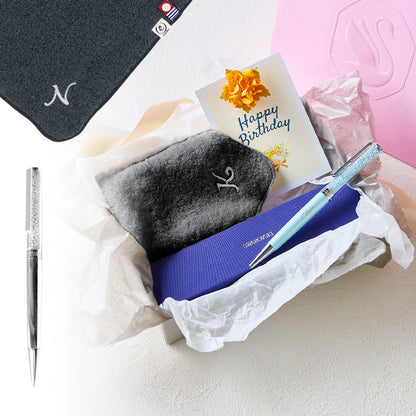 ボールペン Crystalline + タオルハンカチ クラシックグレー / Premium Gift Set