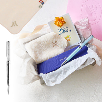ボールペン Crystalline + タオルハンカチ パウダーピンク  / Premium Gift Set