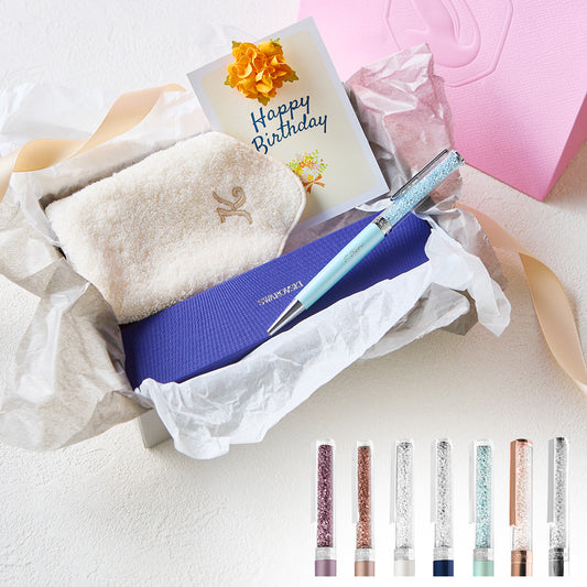 ボールペン Crystalline + タオルハンカチ パウダーピンク  / Premium Gift Set