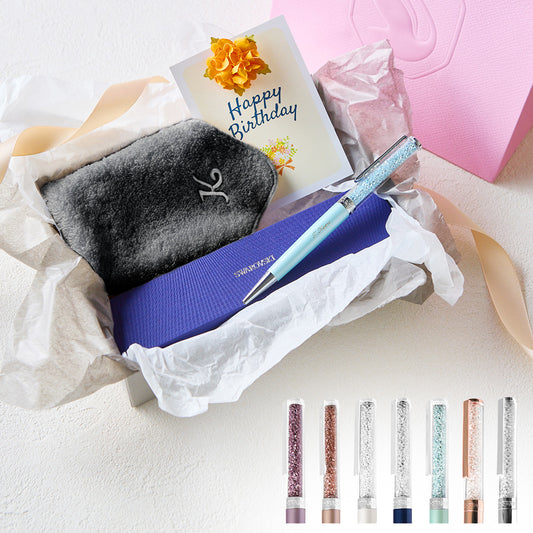 ボールペン Crystalline + タオルハンカチ クラシックグレー / Premium Gift Set