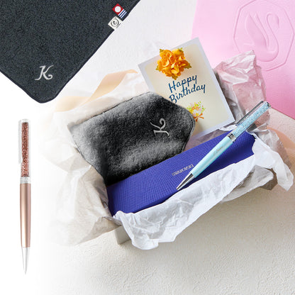 ボールペン Crystalline + タオルハンカチ クラシックグレー / Premium Gift Set