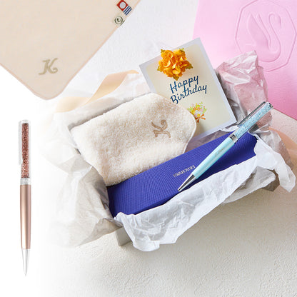ボールペン Crystalline + タオルハンカチ パウダーピンク  / Premium Gift Set