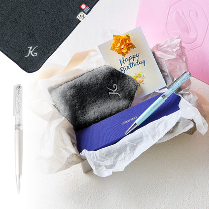 ボールペン Crystalline + タオルハンカチ クラシックグレー / Premium Gift Set