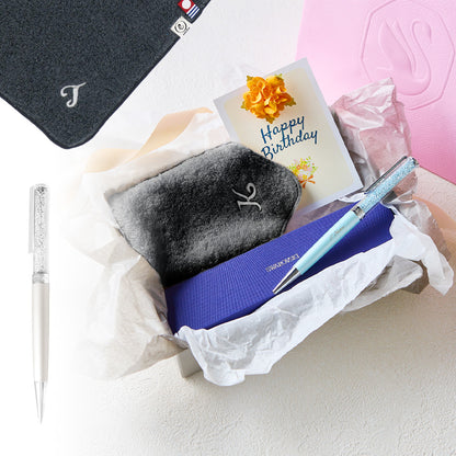ボールペン Crystalline + タオルハンカチ クラシックグレー / Premium Gift Set