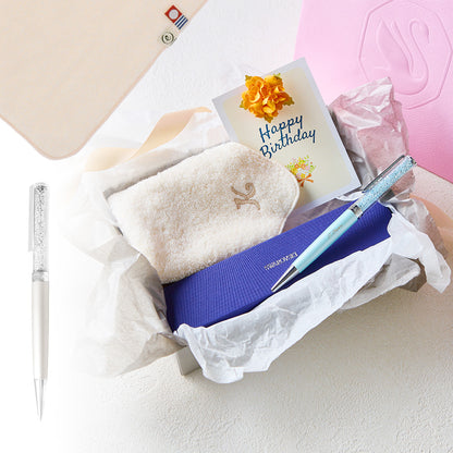 ボールペン Crystalline + タオルハンカチ パウダーピンク  / Premium Gift Set