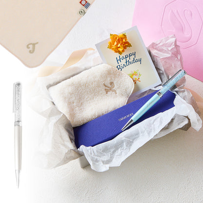ボールペン Crystalline + タオルハンカチ パウダーピンク  / Premium Gift Set