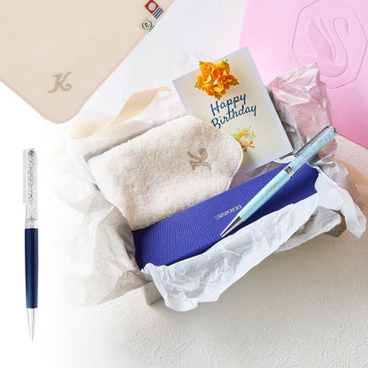 ボールペン Crystalline + タオルハンカチ パウダーピンク  / Premium Gift Set