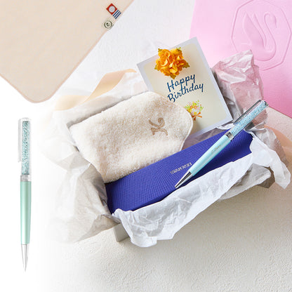 ボールペン Crystalline + タオルハンカチ パウダーピンク  / Premium Gift Set