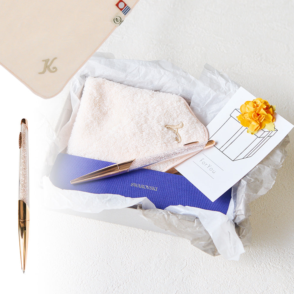 ボールペン NOVA + タオルハンカチ パウダーピンク  / Premium Gift Set