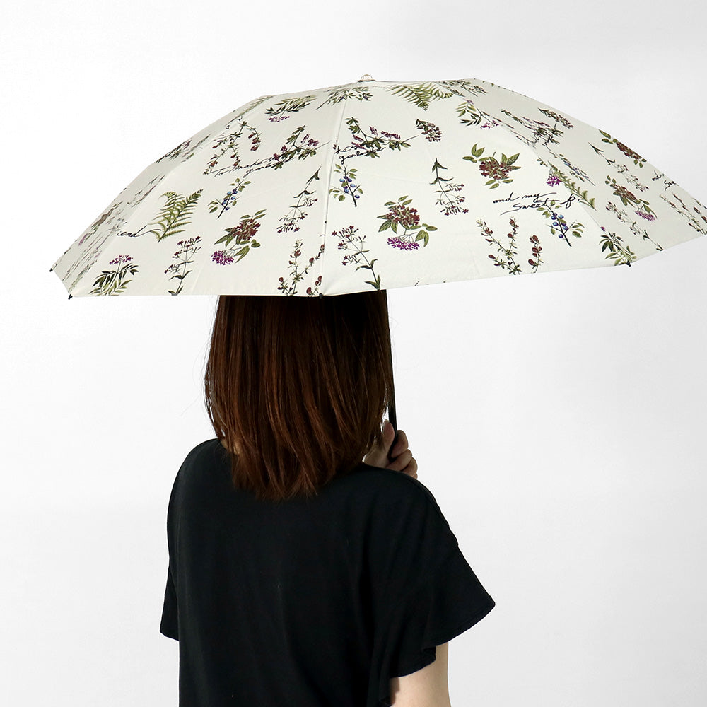 日傘 ベージュ 50cm 1JI27774-74-83 / 東レ サマーシールド 手開き式 折りたたみ傘 晴雨兼用 ボタニカル