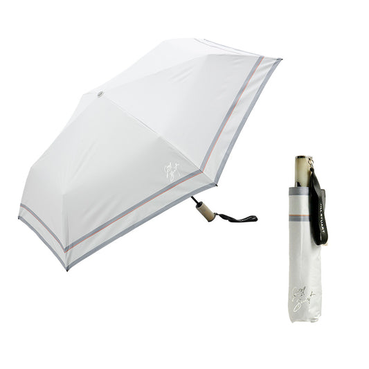 日傘 ピンク 53cm 1JI27376-73 / 自動開閉式 折りたたみ傘 晴雨兼用 先染めボーダー