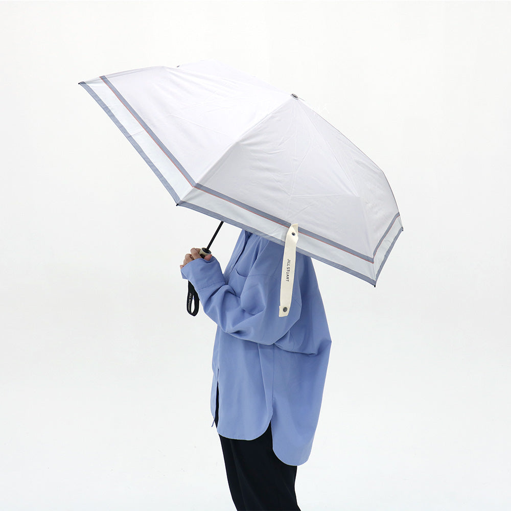 日傘 ピンク 53cm 1JI27376-73 / 自動開閉式 折りたたみ傘 晴雨兼用 先染めボーダー