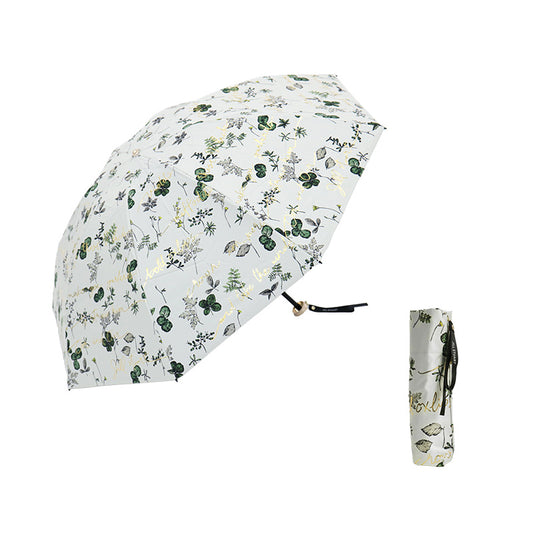 日傘 グリーン 50cm 1JI27715-15-43 / 手開き式 折りたたみ傘 晴雨兼用 ボタニカル箔押し