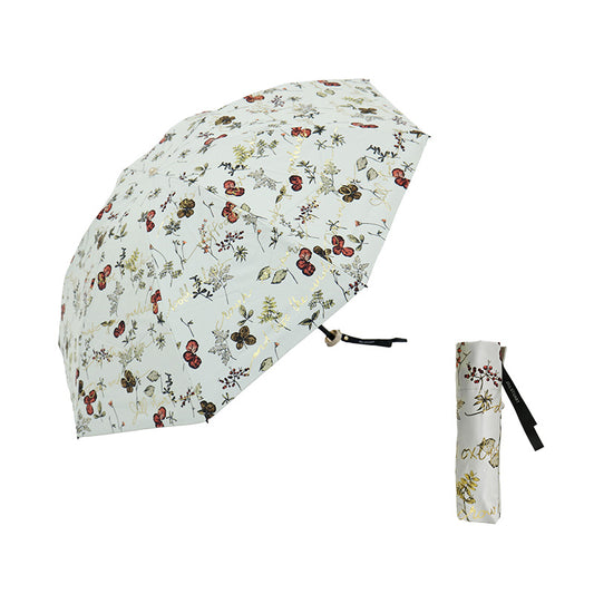 日傘 オレンジ 50cm 1JI27715-15-65 / 手開き式 折りたたみ傘 晴雨兼用 ボタニカル箔押し