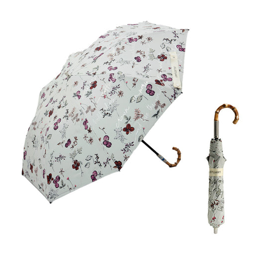 日傘 ライラック 50cm 1JI27715-15-23  / 手開き式 折りたたみ傘 晴雨兼用 ボタニカル箔押し