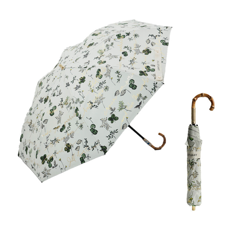 日傘 グリーン 50cm 1JI27715-15-43 / 手開き式 折りたたみ傘 晴雨兼用 ボタニカル箔押し