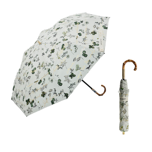 日傘 グリーン 50cm 1JI27715-15-43 / 手開き式 折りたたみ傘 晴雨兼用 ボタニカル箔押し