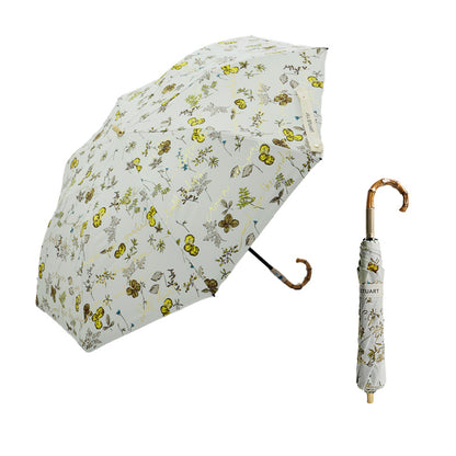 日傘 イエロー 50cm 1JI27715-15-53 / 手開き式 折りたたみ傘 晴雨兼用 ボタニカル箔押し