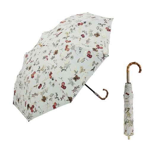 日傘 オレンジ 50cm 1JI27715-15-65 / 手開き式 折りたたみ傘 晴雨兼用 ボタニカル箔押し