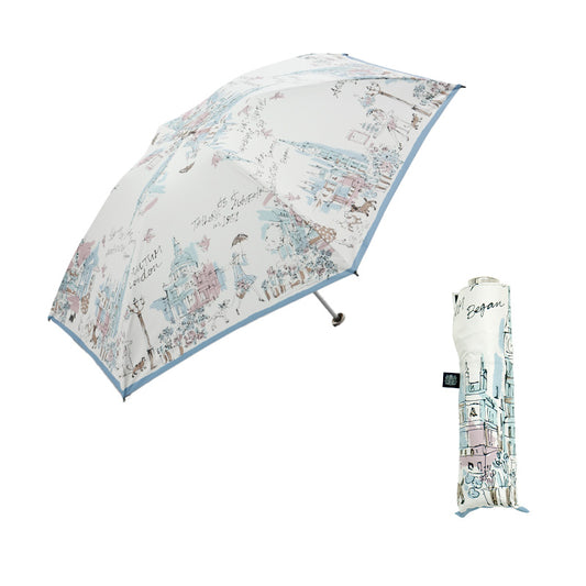 日傘 サックス 50cm 1AQ27173-73-33 / 東レ サマーシールド 手開き式 折りたたみ傘 晴雨兼用 ロンドン・イラストシリーズ