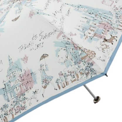 日傘 サックス 50cm 1AQ27173-73-33 / 東レ サマーシールド 手開き式 折りたたみ傘 晴雨兼用 ロンドン・イラストシリーズ