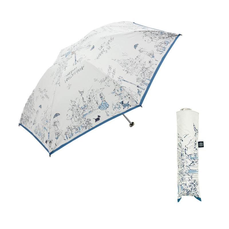 日傘 ネイビー 50cm 1AQ27173-73-37 / 東レ サマーシールド 手開き式 折りたたみ傘 晴雨兼用 ロンドン・イラストシリーズ