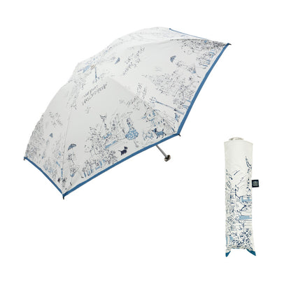 日傘 ネイビー 50cm 1AQ27173-73-37 / 東レ サマーシールド 手開き式 折りたたみ傘 晴雨兼用 ロンドン・イラストシリーズ