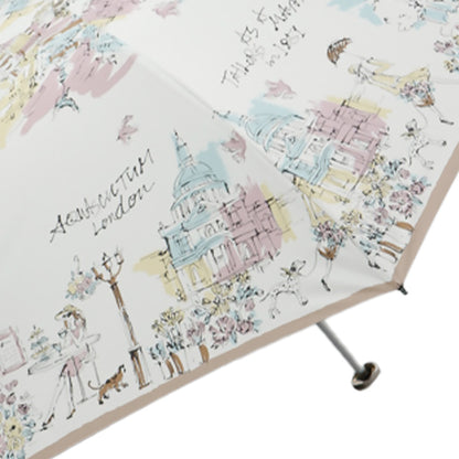 日傘 ベージュ 50cm 1AQ27173-73-83 / 東レ サマーシールド 手開き式 折りたたみ傘 晴雨兼用 ロンドン・イラストシリーズ