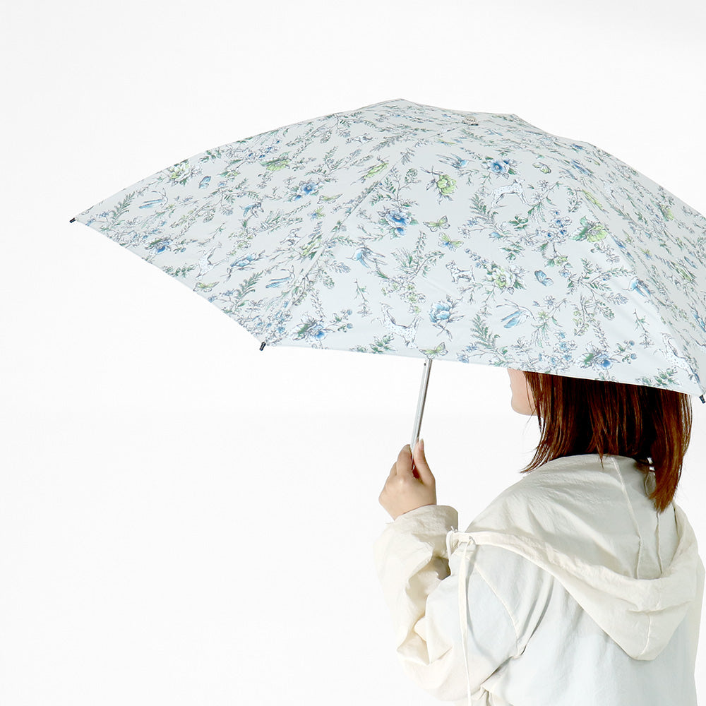 日傘 ライトベージュ 50cm 1AQ27177-77-81 / 手開き式 折りたたみ傘 晴雨兼用 ボタニカル