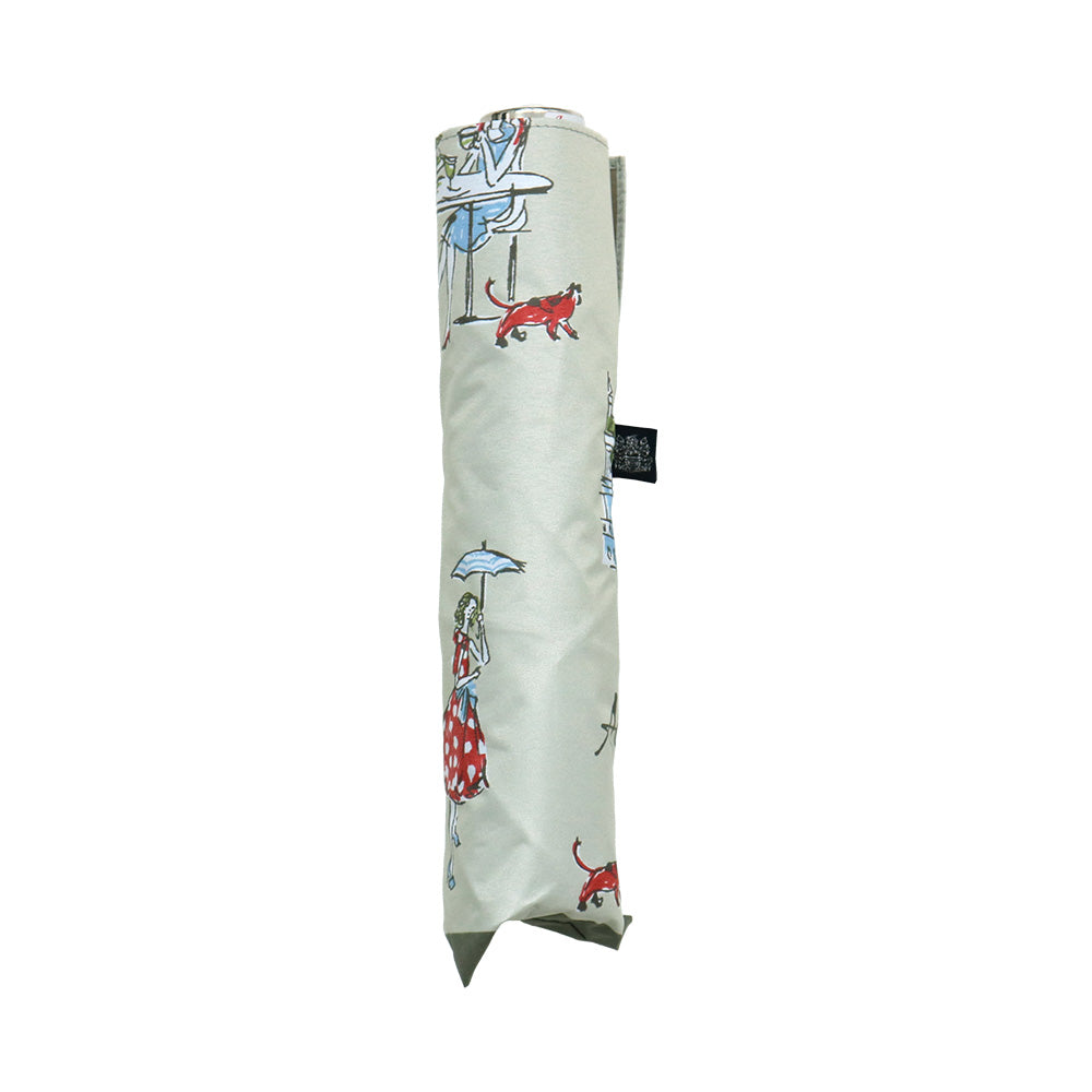 日傘 ライトベージュ 50cm 1AQ27776-76-81 / 手開き式 折りたたみ傘 晴雨兼用 ロンドン・イラストシリーズ