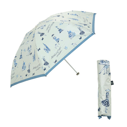 日傘  オフホワイト 50cm 1AQ27776-76-91 / 手開き式 折りたたみ傘 晴雨兼用 ロンドン・イラストシリーズ