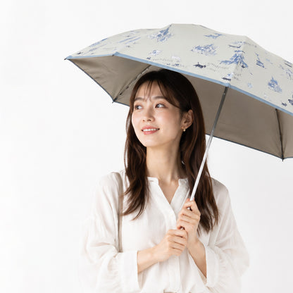 日傘  オフホワイト 50cm 1AQ27776-76-91 / 手開き式 折りたたみ傘 晴雨兼用 ロンドン・イラストシリーズ