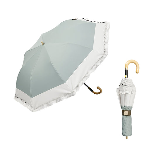日傘 ミントグリーン 50cm 1BH22048-48-41 / 東レ サマーシールド 手開き式 折りたたみ傘 晴雨兼用 バイカラーフリル