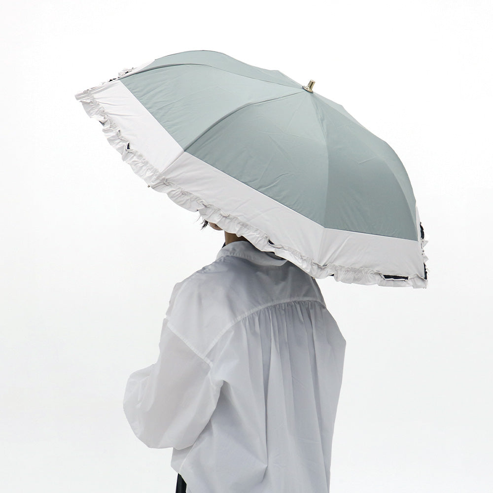 日傘 ミントグリーン 50cm 1BH22048-48-41 / 東レ サマーシールド 手開き式 折りたたみ傘 晴雨兼用 バイカラーフリル