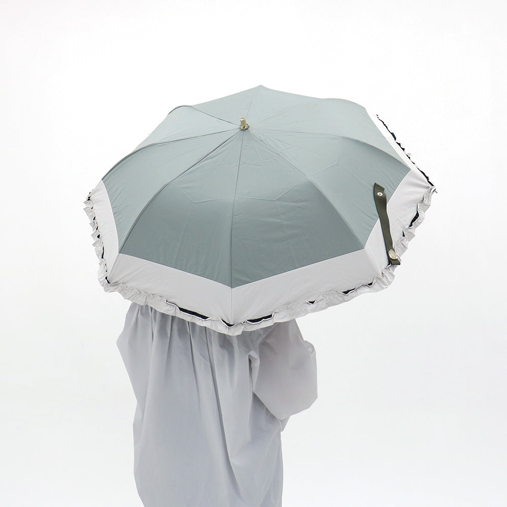 日傘 ミントグリーン 50cm 1BH22048-48-41 / 東レ サマーシールド 手開き式 折りたたみ傘 晴雨兼用 バイカラーフリル