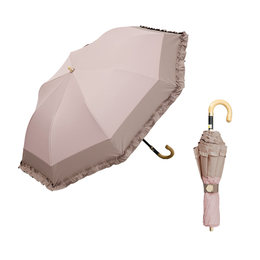 日傘 ピンク 50cm 1BH22048-48-73 / 東レ サマーシールド 手開き式 折りたたみ傘 晴雨兼用 バイカラーフリル