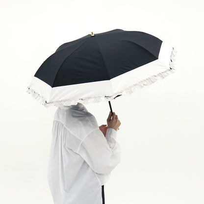 日傘 ブラック 50cm 1BH22048-48-98 / 東レ サマーシールド 手開き式 折りたたみ傘 晴雨兼用 バイカラーフリル