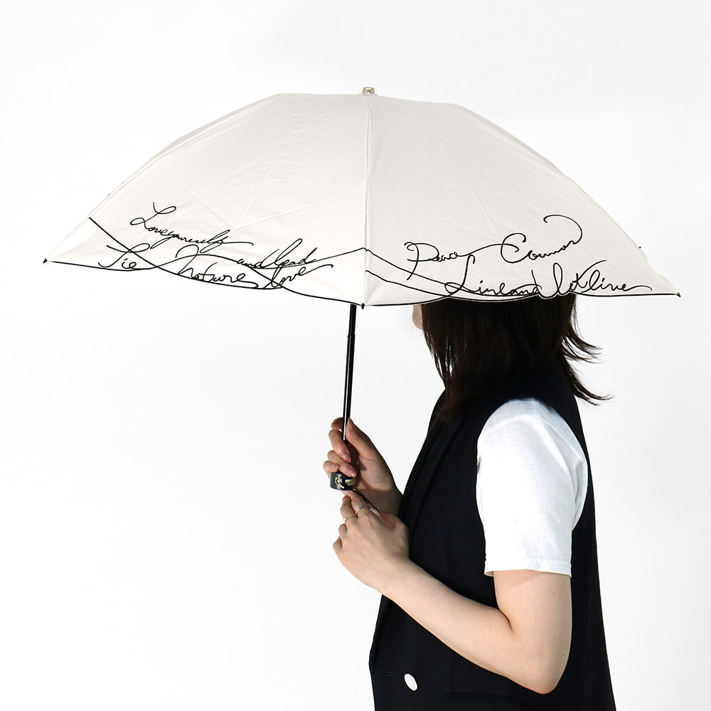日傘 クリーム 50cm 1BH27726-26-80 / 東レ サマーシールド 手開き式 折りたたみ傘 晴雨兼用 カリグラフィー刺繍