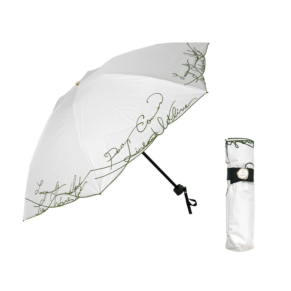 日傘 ホワイト 50cm 1BH27726-26-90 / 東レ サマーシールド 手開き式 折りたたみ傘 晴雨兼用 カリグラフィー刺繍